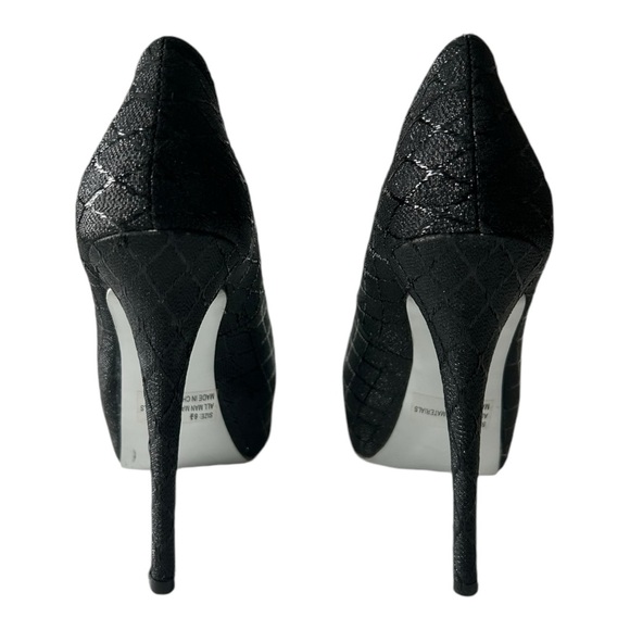 Qupid Glitter Black Pointed Toe Heels Pumps - Size 6.5 - Picture 4 of 7